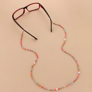 Catenina per Occhiali in Perline Colorate Con Finta Perla Artificial Chiusura a Moschettone Antiscivolo Cordino per Occhiali Donna Gioielli
