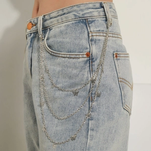 Fashionable multilayer silver metal waist chain featuring delicate hollow butterfly charms