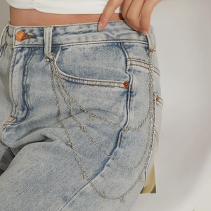 Fashion silver multi-layer butterfly waist chain accessory for jeans and streetwear