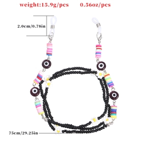 Handgemaakte kralenketting voor brillen of maskers met madeliefjes en boze oog