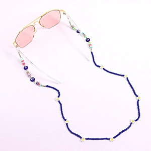 Boheems Kleurrijke Seed Bead Bloem Brillenketting Voor Vrouwen Boze Oog Heishi Klei Masker Koord Antislip Brillenriem Sieraden