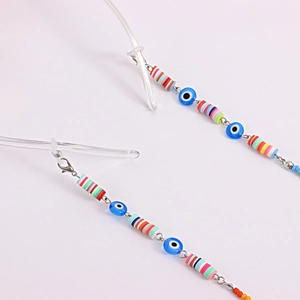 Bohemian regenboog heishi kralen brillenkoord met evil eye details en antislip lusjes