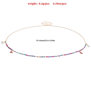 Minimalistische bunte Perlen-Taillenkette mit kleinen Quasten für Damen, Länge 85cm