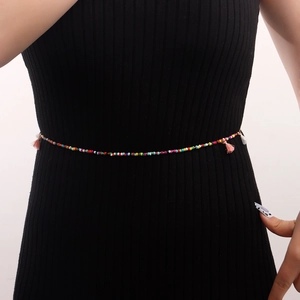 Bohemian Bunte Saatperle Tailenkette Mit Quastenanhänger Legierung Gold Körperkette Für Damen Strandurlaub Mode Schmuck