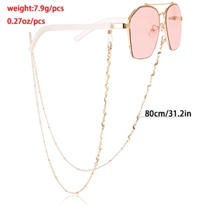 Chaîne de lunettes papillon dorée pour lunettes de soleil de 80cm de long et 7,9g de poids