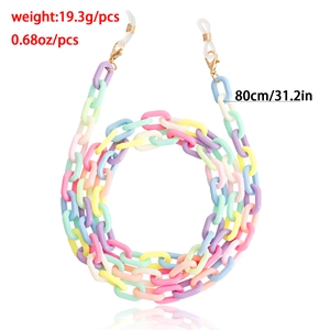 Catena colorata in acrilico macaron per occhiali o mascherine con moschettoni in oro e silicone