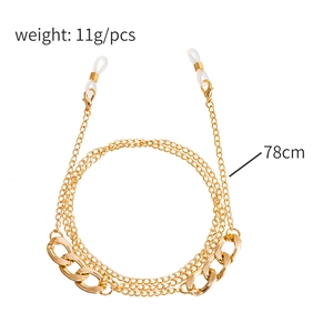 78cm gold multi-layer metal chain for glasses and masks featuring non-slip loops