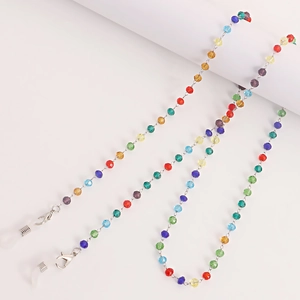 Catenina per occhiali con perline arcobaleno in acrilico e moschettoni d'argento
