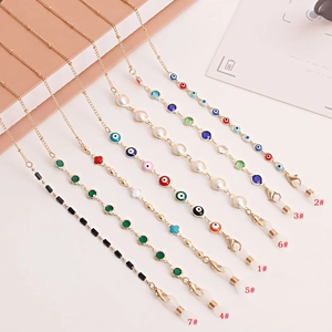 Alloy Rhinestone Evil Eye Glasses Chain Artificial Pearl Mask Lanyard For Women Fashion Anti-lost Decorative Eyewear Strap