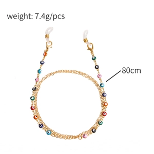 80cm golden evil eye glasses chain and face mask lanyard with silicone loops and lobster clasps
