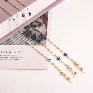 Alloy Evil Eye Beads Glasses Chain Gold Metal Bead Mask Lanyard For Women European Fashion Eyeglasses Neck Strap Jewelry