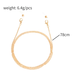 78cm gold chain eyewear and mask lanyard with metal lobster clasps and silicone loops