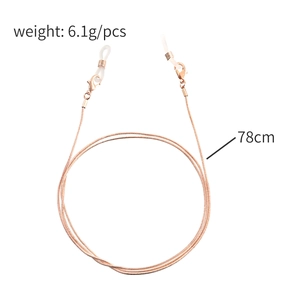 78cm rose gold metal glasses chain snake link strap with lobster clasp, 6.1g weight