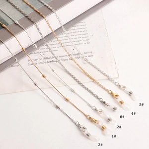 Minimalist Alloy Metal Eyeglasses Chain Mask Lanyard Anti-Lost Holder Lobster Clasps Silicone Loops Neck Strap Jewelry