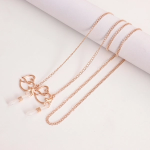 Chaîne de lunettes en or rose avec pendentif cœur et boucles en silicone pour masques