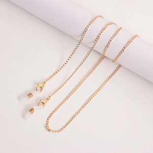 Elegant gold metal glasses chain with lobster clasps and anti-slip silicone loops