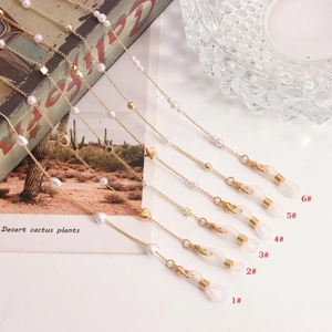 Women Elegant Gold Alloy Faux Artificial Pearl Glasses Chain Heart Star Mask Hanging Lanyard Anti-lost Strap Eyewear Accessories