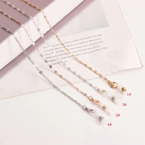 Minimalist Alloy Metal Eyeglass Chain Mask Lanyard With Lobster Clasp Silicone Ring Women Anti-Loss Fashion Accessory