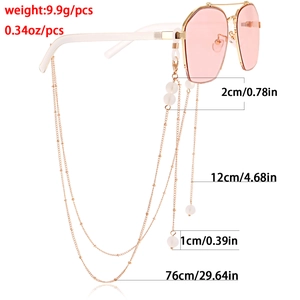 Golden stone bead eyeglass chain 76cm length and 9.9g weight for masks and eyewear