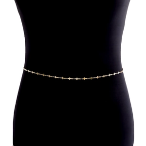 Ceinture Chaîne de Taille en Métal Doré Minimaliste pour Femme Avec Petits Pendentifs de Croix Bijoux de Corps Ajustables pour Fête