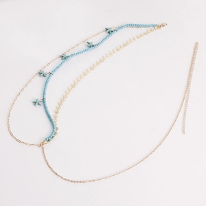 Bohemian multilayer gold body chain with turquoise beads and starfish charms
