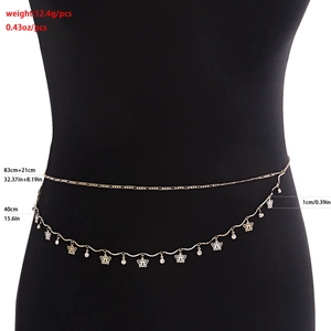 Minimalist gold butterfly tassel double layer waist chain for women with zircons
