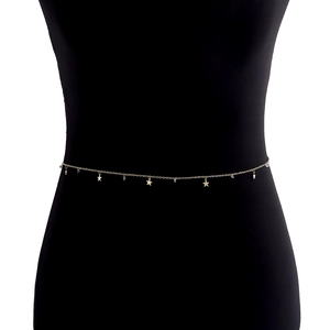 Minimalist Gold Color Alloy Star Pendant Waist Chain For Women Geometric Zirconia Embellished Body Jewelry Belly Chain
