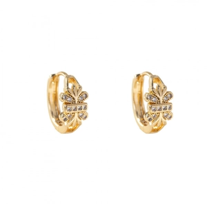 Fashionable 18K gold plated leaf earrings with micro-set zircon crystals in a luxury design