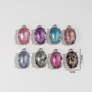 Set van 8 vergulde kleurrijke ovale edelsteen bedeltjes voor DIY sieraden maken