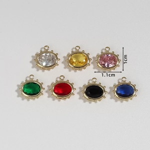 Bohemian Oval Gemstone Evil Eye Pendants For DIY Jewelry Making Gold Plated Copper Colorful Glass Stone Charms Accessories