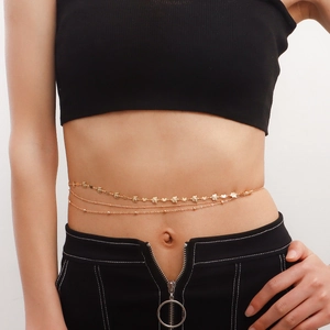 Chaîne de corps papillon dorée à trois couches pour femme accessoire de taille punk