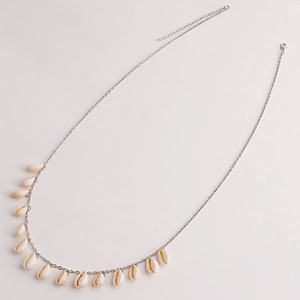 Bohemian shell waist chain with silver metal link and natural cowrie shell pendants