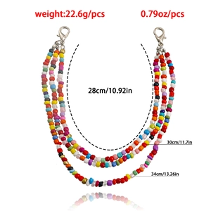 Bohemian multi-layer mixed colored bead shoe chain with lobster clasps for women