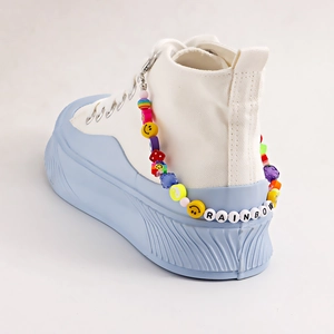 Colorful Rainbow Letter Beaded Anklet Smile Face Evil Eye Alloy Chain Summer Beach Shoe Charm Accessory For Women Girls