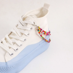 Multilayer rainbow beaded shoe chain with colorful seed beads and silver lobster clasps