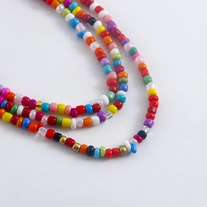 Bohemian multi-layer mixed colored bead anklet and shoe chain with vibrant handmade beads