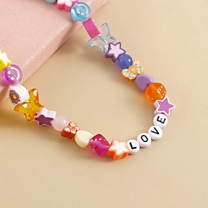 Chaîne de chaussure perlée LOVE colorée avec breloques papillon et étoile pour femme