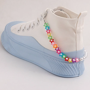 Vibrant Colorful Star Beaded Shoe Chain With Artificial Pearl Alloy Clasp Y2K Dopamine Fashion Jewelry Decoration For Women