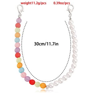 Cadena colorida para zapatillas con perlas y cierres de langosta para joyería DIY