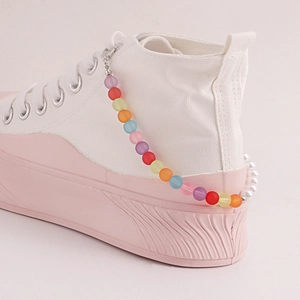 Cadena para Zapatos Bohemia Perlas Artificiales Artificiales Cuentas Coloridas Joyería Zapatillas DIY Mujer Aleación Cuentas Mate