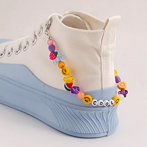 Bohemian Resin Fruit Smiley Beaded Shoe Chain Colorful Alphabet Heart Star Charms Alloy Clasp DIY Shoe Jewelry Accessories