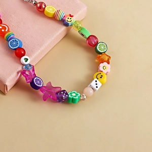 Colorful mixed fruit shoe charms chain with lemon slices and star beads for women