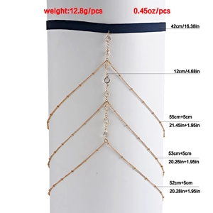 Chaîne de cuisse élastique avec strass et cristaux dorés multicouches pour bijoux de plage