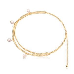 Cintura a Catena in Metallo Punk Sexy da Donna Con Catena da Vita a Strati di Künstliche Perle Sintetiche Gioielli in Lega Regolabili