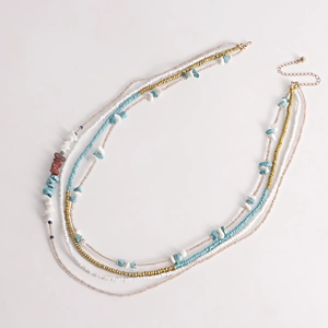 Bohemian multi-layer body waist chain with colorful seed beads and turquoise stones