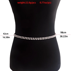 Double-layered white faux pearl waist chain for women with adjustable golden metal link