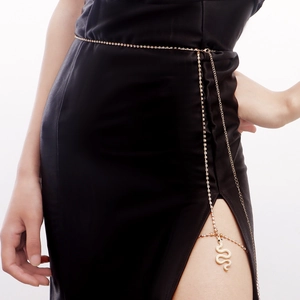 Catena a Vita con Ciondolo a Serpente in Lega di Strass Punk per Donna Sexy Catena Coscia Multistrato Oro Argento Gioielli Corpo