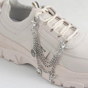 Catena per scarpe multistrato argentata con ciondoli Albero della Vita e teschio