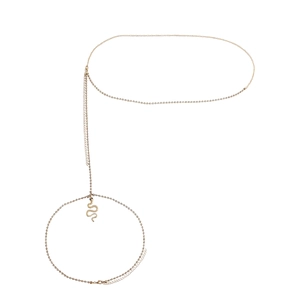 Set catena per il corpo in oro con pendente a serpente e strass brillanti per gamba e vita