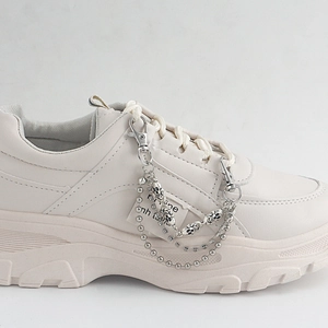 Punk Gothic Skull Shoe Chain For Sneakers Alloy Rhinestone Multi-layer Boot Charm Silver Bead Chain Decorative Shoe Accessories For Women